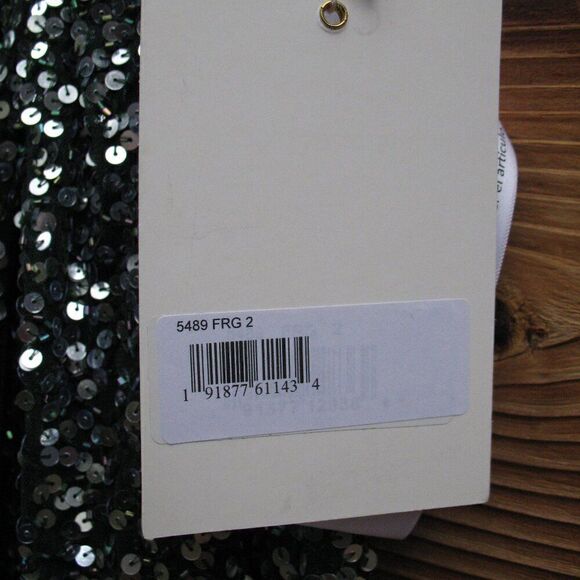 Mac Duggal 5489  Womens Green Cap SLEEVE SEQUINED HIGH SLIT GOWN - Picture 13 of 15